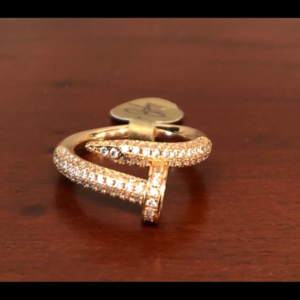 CZ Gold Nail Ring NEW